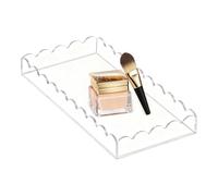 Vassoio Per Lavandino Del Bagno,Organizzatore Per Archivio Ed Esposizione Con Bordo A Festone,Vassoio Organizzatore Trasparente - Per Piano Di Lavoro Scrivania Toeletta Armadio Scaffale Cucina Soggior