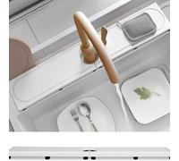 Vassoio per lavello da cucina in terra di diatomee ad asciugatura rapida, tappetino assorbente per piatti con piedini antiscivolo regolabili e carta vetrata per un uso duraturo (A)