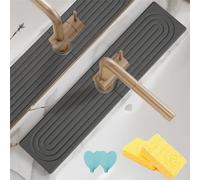 Vassoio per lavello in pietra ad asciugatura istantanea, ad asciugatura rapida, paraspruzzi per lavello della cucina, tappetino assorbente per lavabo del bagno (grigio scuro, 40 x 10 cm)
