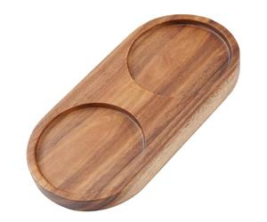 Vassoio per Macina Sale e Pepe,Legno D'acacia Sottobicchiere per Macina Spezie Utilizzabile Come Portacandele Portabottiglie per Spezie,Diametro Interno 6,3 cm,15 x 7,5 x 1,5 cm