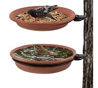 Vassoio per mangiatoia per Uccelli Montato su Albero da 4 Pezzi da 8, 27 Pollici, Vassoio per Semi in plastica Ciotola per Bagno d'Acqua per Decorazioni da Giardino Esterno (2 vassoi 2 Rack)