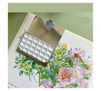Vassoio per miscelazione colori, Set di acquerelli in scatola cartone in acciaio inossidabile, griglie da 0,5 ml e 1, tavolozza vuota portatile(0.5mlx24 Grid)