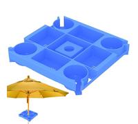 Vassoio per ombrellone da tavolo, leggero, con 4 scomparti per snack e 4 portabicchieri, per ombrellone, piscina, mare, patio, giardino, cortile