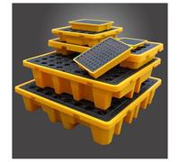 Vassoio per Pallet di contenimento per fuoriuscite di Petrolio con griglia, 67x67x15 cm, Piattaforma modulare a Prova di perdite per Uso Industriale, Controllo delle fuoriuscite di Sostanze