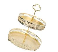 Vassoio per Pasticceria in Rame in Oro a Doppio Strato, Elegante Piastra di Display Adatta per Dessert e Frutta, Arredamento per Matrimoni (RIZGHWOYqdswyg5078-15)
