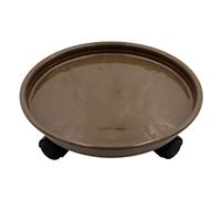 Vassoio per piante, base di vaso fiore supporto pianta in plastica su ruote per ufficio, soggiorno, balcone, cortile o giardino, fioriera per piante da esterno (marrone, 27 cm)