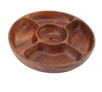 Vassoio per Porzione in Legno, Vassoio per Piatto da Stoccaggio di Dadi Facile da Mantenere un Robusto Scopo Multiplo per la Festa (5 griglie)