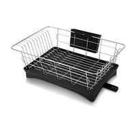 Vassoio per scolapiatti. Acciaio inossidabile con vaschetta di scarico Portaposate da cucina Piani da cucina Scaffale for stoviglie Scolapiatti(Black)