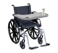 Vassoio per sedia a rotelle, 58 x 53 cm, per sedia a rotelle, con portabevande per persone con disabilità e mobilità ridotta (grigio)