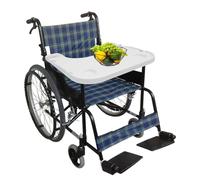 Vassoio per sedia a rotelle con portabicchieri, in plastica ABS, rimovibile, facile da installare, per sedia a rotelle, portata totale 80 kg, 58 x 53 cm (bianco)