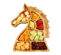 Vassoio Per Servire In Legno - Per Raffreddamento Con Disegno A Testa Di Cavallo, Organizzatore Di Scomparti | Rustico Di Esposizione Alimentare, Supporto Di Varie Sezioni Per Dessert,