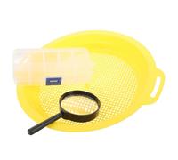 Vassoio per Setacciare Oro Portatile, Plastico Giallo con Lente | Ricerca e Filtraggio di Materiale, Struttura Resistente All’usura, Uso Multiuso, Migliora L’efficienza Operativa