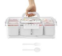 Vassoio per snack - Contenitore per snack | Snack Tray con coperchio | Rastrelliere di servizio divise | Vassoio portatile riutilizzabile Organizzatore a 8 scomparti per escursioni per