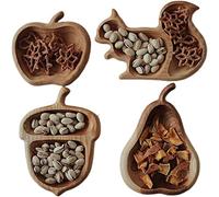 Vassoio per snack in legno con scoiattolo, unico tagliere per aperitivi in legno a forma di scoiattolo per frutta e formaggio (set da quattro pezzi)