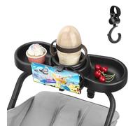Vassoio per Snack per Passeggino Universale 4 in 1, con Portabicchiere, Portatelefono, Accessorio Rimovibile per Passeggino, Rotazione a 360 gradi per Neonati e Bambini