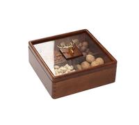 Vassoio per snack, Piatti da portata divisi con coperchio, vassoio quadrato in legno for noci, vassoio a 4 scomparti for patatine, frutta secca, caramelle