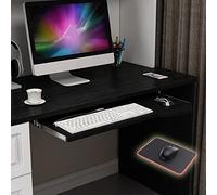 Vassoio per tastiera, con tappetino per mouse, cassetto estraibile sotto la scrivania per il supporto di tastiera e mouse, poggiapolsi ergonomico per estensione della scrivania, facile montaggio (nero