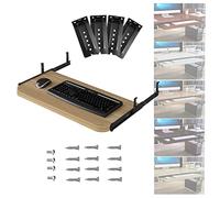 Vassoio per tastiera ergonomico in legno da 54/60/70 x 27 cm, piattaforma scorrevole regolabile in altezza, bracciolo da scrivania salvaspazio, installazione facile, guide scorrevoli lisce