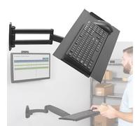 Vassoio per tastiera ergonomico regolabile, rotazione e inclinazione a movimento completo per una digitazione confortevole, montaggio a parete/post per risparmiare spazio, ideale per casa, ufficio e