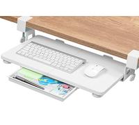 Vassoio per tastiera ergonomico regolabile sotto la scrivania con supporto a morsetto a C, cassetto estraibile per una facile installazione, design compatto, perfetto per uso domestico e ufficio