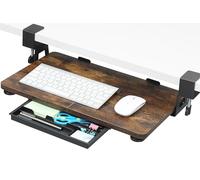 Vassoio per tastiera ergonomico sotto la scrivania, cassetto estraibile regolabile con supporto a morsetto a C, facile installazione, compatto per casa e ufficio, design salvaspazio