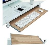 Vassoio per tastiera in legno a morsetto per casa e ufficio, scrivania estraibile salvaspazio per tastiera e mouse, migliora l'efficienza dello spazio di lavoro e il controllo dell'ingombro della