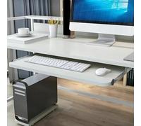 Vassoio per tastiera regolabile bianco con angoli arrotondati, design ergonomico scorrevole, supporto sotto la scrivania, ripiano per tastiera del computer da 70 cm per uso ufficio
