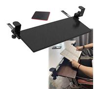 Vassoio per tastiera regolabile con guide scorrevoli, morsetto a C sotto la scrivania, cassetto della tastiera con tappetino per mouse, nero, 64 x 24 cm, soluzione salvaspazio