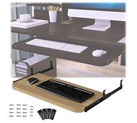 Vassoio per tastiera regolabile in legno, 54/60/70 x 27 cm, design ergonomico per una migliore postura, supporto per mouse, 5 colori sotto la scrivania, cassetto della tastiera per un maggiore comfort