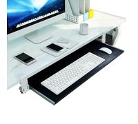 Vassoio per tastiera regolabile in legno per sottoscrivania, piattaforma scorrevole con morsetto a C, 55/65/75 cm x 30 cm, design ergonomico per digitazione e mouse, soluzione salvaspazio