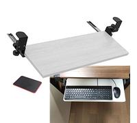 Vassoio per tastiera regolabile nero con guide scorrevoli, design con morsetto a C, cassetto per tastiera e tappetino per mouse, 55 x 24 cm, per uno spazio di lavoro ergonomico