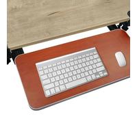Vassoio per tastiera regolabile sotto la scrivania, supporto retrattile per tastiera del computer con guida da 23,9 cm, design ergonomico per casa e ufficio, finitura marrone, soluzione salvaspazio