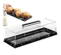 Vassoio per torte, alzata rettangolare per torte con coperchio, contenitore per dessert riutilizzabile, vetrina trasparente per tè pomeridiano per feste, casa, cucina, matrimonio, compleanno