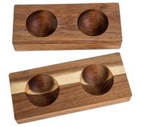 Vassoio per Uova in Legno Marrone, 2 Pezzi, Piano | Facile da Pulire, Impedisce alle Uova di Rotolare, per Piano Cucina e Cottura, Forma Piatta