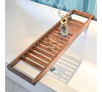 Vassoio per vasca da bagno deluxe in noce, 80 x 15 cm, design versatile a doghe, ideale per rilassarsi e prendersi cura di sé nella vasca