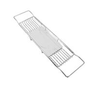 Vassoio per vasca da bagno in acciaio inox con lati estendibili, antiscivolo, per rilassarsi, lussuoso, colore: argento e bianco, perfetto per momenti di immersione e spa