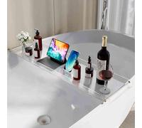 Vassoio per vasca da bagno in acrilico trasparente, impermeabile, multifunzione, per candele, bicchieri da vino, libri e telefono, accessorio perfetto per il bagno e mensola a ponte per rilassarsi