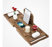 Vassoio per vasca da bagno in teak di alta qualità, espandibile in legno, per vasca da bagno e bagno, ideale come regalo di anniversario e compleanno