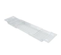 Vassoio per vasca da bagno regolabile con drenaggio, adatto per vasche da bagno da 55,9 a 80 cm, trasparente per rilassarsi e riporre, ideale per bagni e spa