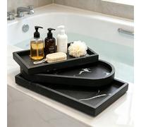 Vassoio per vasca da bagno, vassoio portaoggetti da bagno, vassoio portasaponetta, set per mobile da bagno, adatto per hotel, case, case modello e altri luoghi Circa 20,5*10,5 cm,Circa 25,8*15,8 cm,Ci
