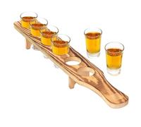 Vassoio per whisky in legno - Supporto da portata sei bicchieri | Scaffale in tequila supporto decorativo forte bar per bevande a casa cucina festival uso evento, elegante display bicchieri di