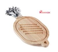 VASSOIO Piatto da portata legno cm.42x21 ananas tagliere centrotavola aperitivo