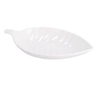 Vassoio Piatto in Ceramica Forma Foglia Bianca 32 x 18 x 5 cm