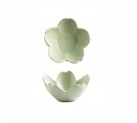 Vassoio porta anelli a forma di fiore, in ceramica, per gioielli, piccolo gingillo, ciotola, carino estetico, decorazione lentigginosa, verde, rosa, blu, bianco latte, dorato, piatto da donna (verde)