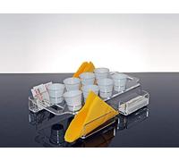 Vassoio porta bicchieri da caffè, zucchero, tovaglioli e palette per bar e uffici in cristallo acrilico trasparente Larix