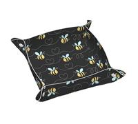 Vassoio porta gioielli in pelle con stampa ape, per uomini e donne, portatile, da viaggio, per riporre oggetti da scrivania