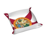 Vassoio porta gioielli in pelle con stampa bandiera della Florida, per uomini e donne, vassoio portatile da viaggio, portaoggetti da scrivania