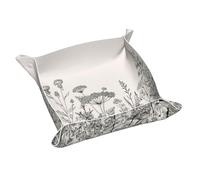 Vassoio porta gioielli in pelle con stampa floreale con erbe botaniche, per uomini e donne, vassoio portatile da viaggio, portaoggetti da scrivania