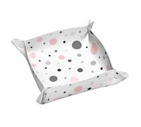 Vassoio porta gioielli in pelle con stampa moderna a pois rosa grigio bianco per uomini e donne, vassoio portatile da viaggio, portaoggetti da scrivania