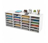 Vassoio portadocumenti, 24 scomparti, robusto e durevole, con guanti, portalettere da scrivania, semplice ed elegante, per casa, ufficio e classe, 100 x 30 x 42 cm (bianco)